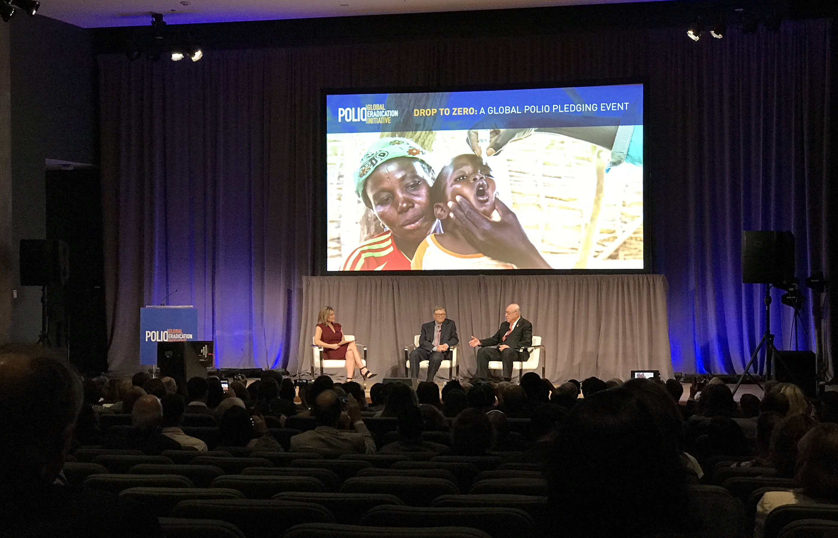 Ashleigh Banfield of CNN interviews Bill Gates, of the Bill & Melinda Gates Foundation and RI President John Germ.